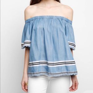 Strapless Chambray Top